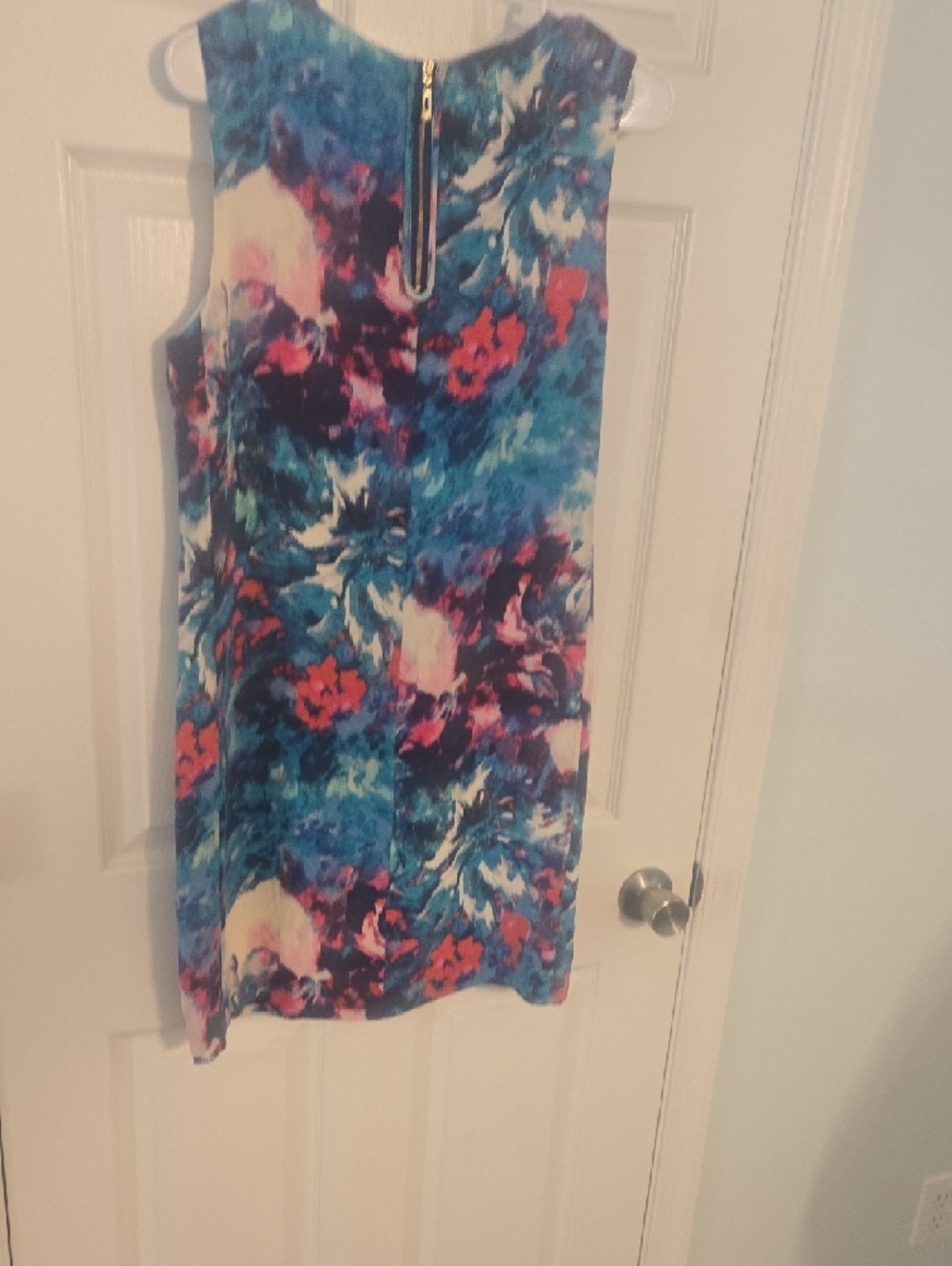 Cynthia Rowley Blue Teal Watercolor Silk Dress - Picture 5 of 8